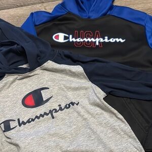 Champion Hoodies in Black, Blue, and Gray